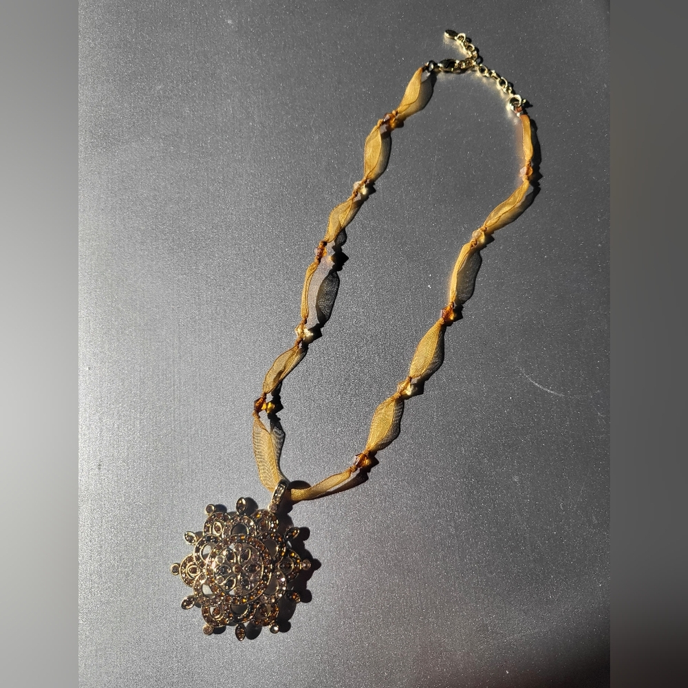 Monet Gold & Orange Flower Necklace